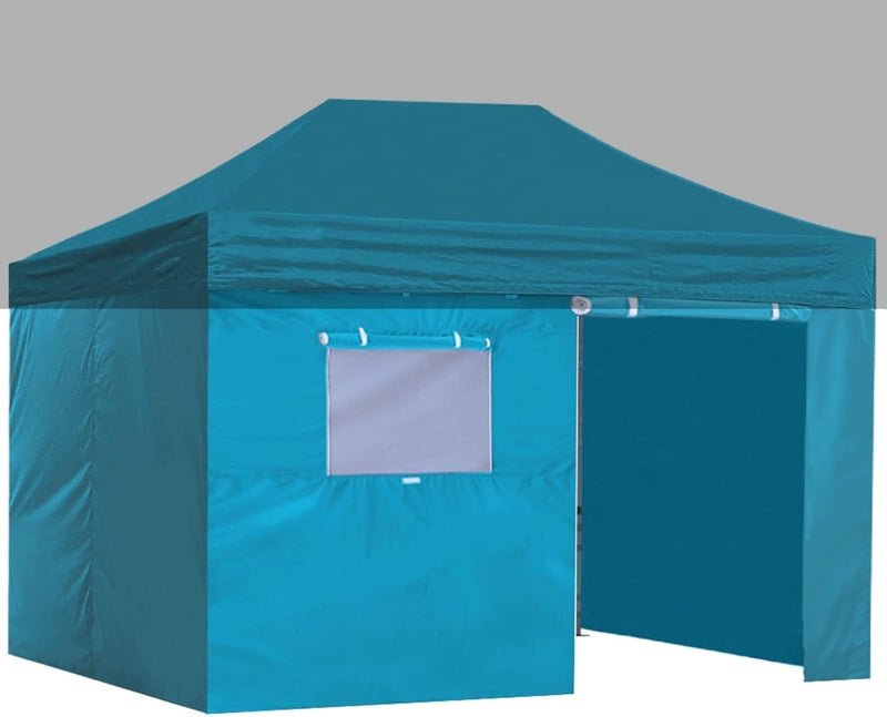 Eurmax USA Full Zippered Walls for 10 x 15 Easy Pop Up Canopy Tent,Enclosure Sidewall Kit with Roller Up Mesh Window and Door 4 Walls ONLY,NOT Including Frame and Top（Turquoise） - Image 1